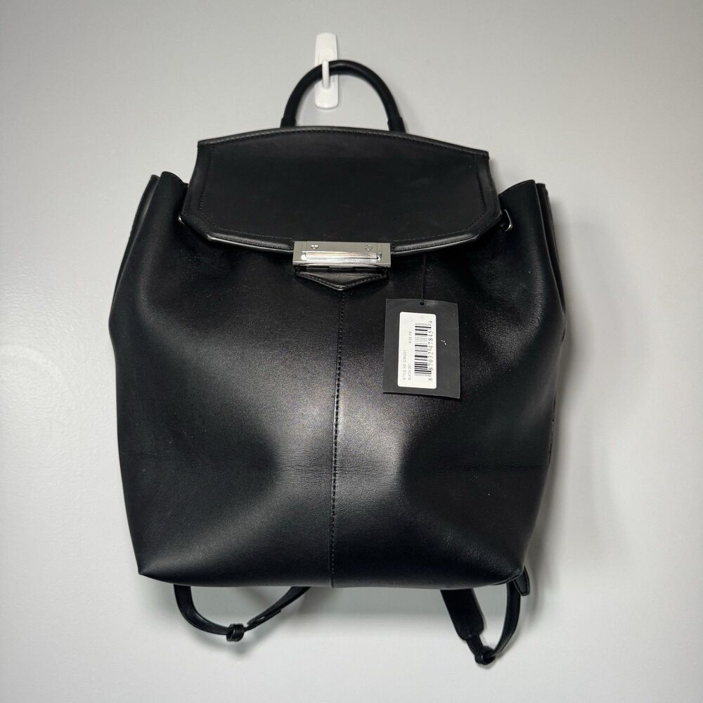 Nwt Alexander Wang Black 100%Leather Backpack Silver Hardware Med Size